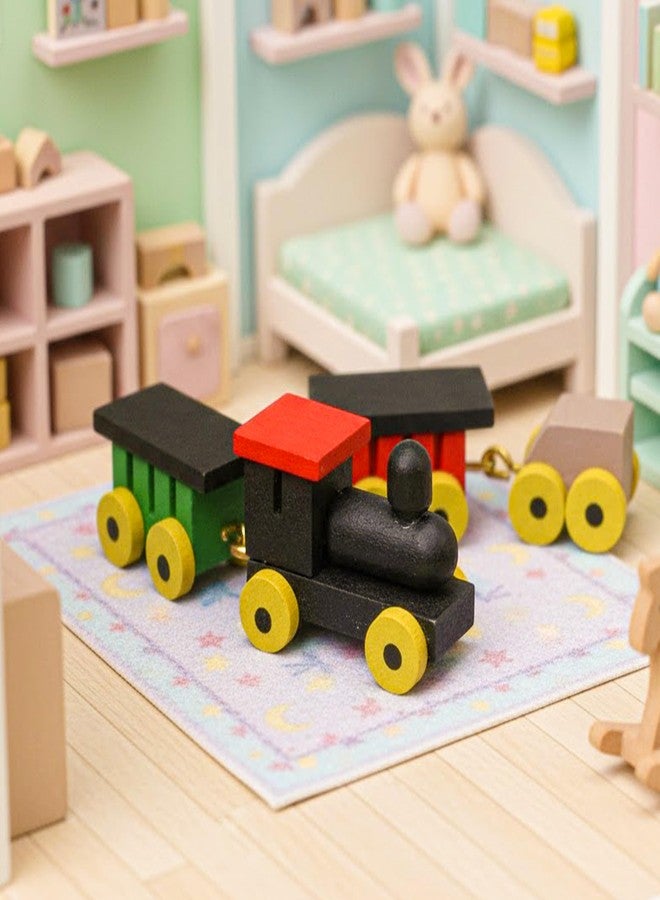 KH866 Miniature Dollhouse Toy Train 1/12 Mini Train Doll House Trains Nursery Accessories Vintage Wooden Ornament Retro Decor for Christmas Birthday Home Adornment Wood Model Scenes DIY Craft Projects - Image 2